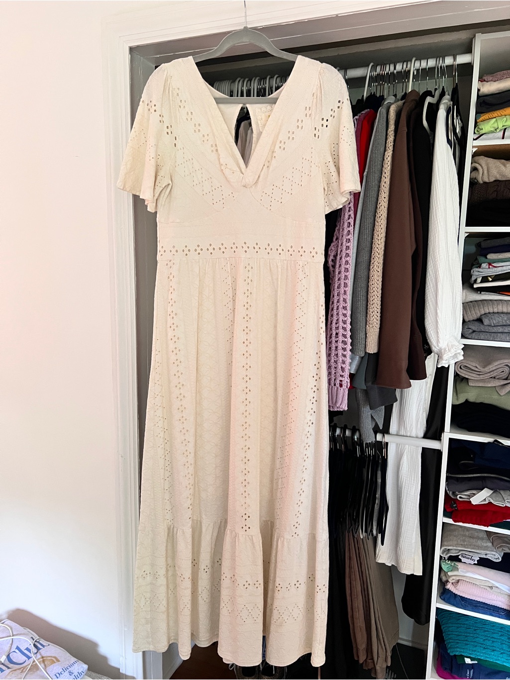 Maeve Cream Eyelet Maxi Dress